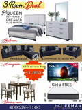 3-Room Furniture Bundle – Free 50" TV & Free Queen Mattress