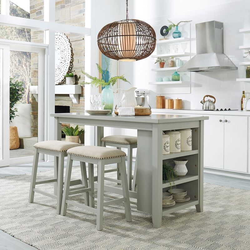 942 5-Piece Dining Set | Table & 4 Chairs | Brown, White & Gray