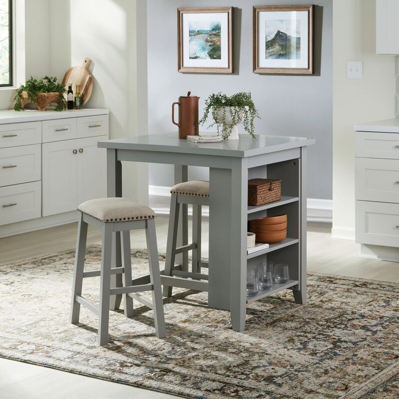 942 3-Piece Dining Set | Table & 2 Chairs | Brown, White & Gray