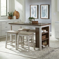 942 5-Piece Dining Set | Table & 4 Chairs | Brown, White & Gray