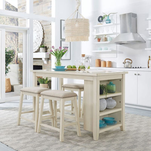 942 5-Piece Dining Set | Table & 4 Chairs | Brown, White & Gray