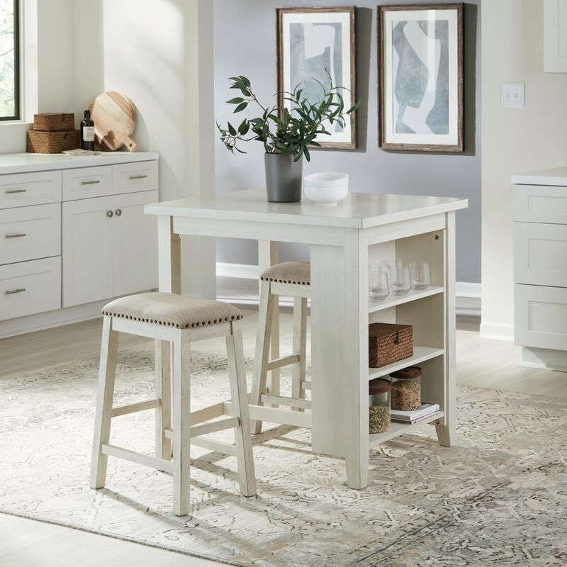942 3-Piece Dining Set | Table & 2 Chairs | Brown, White & Gray