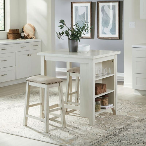 942 3-Piece Dining Set | Table & 2 Chairs | Brown, White & Gray