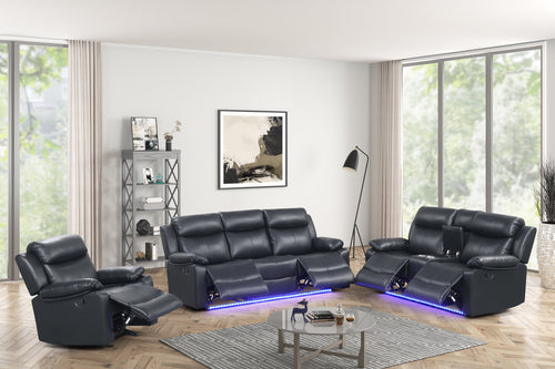 Aiden 3PC Reclining Set - Black, Brown & Gray