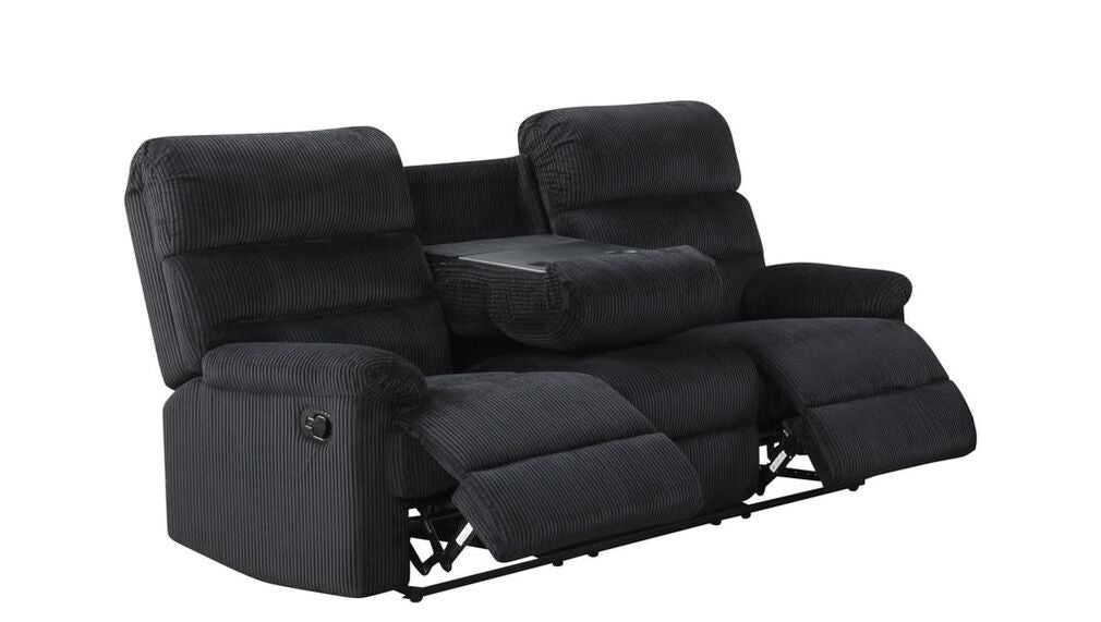 Albert 3PC Reclining Set - Black & Grey