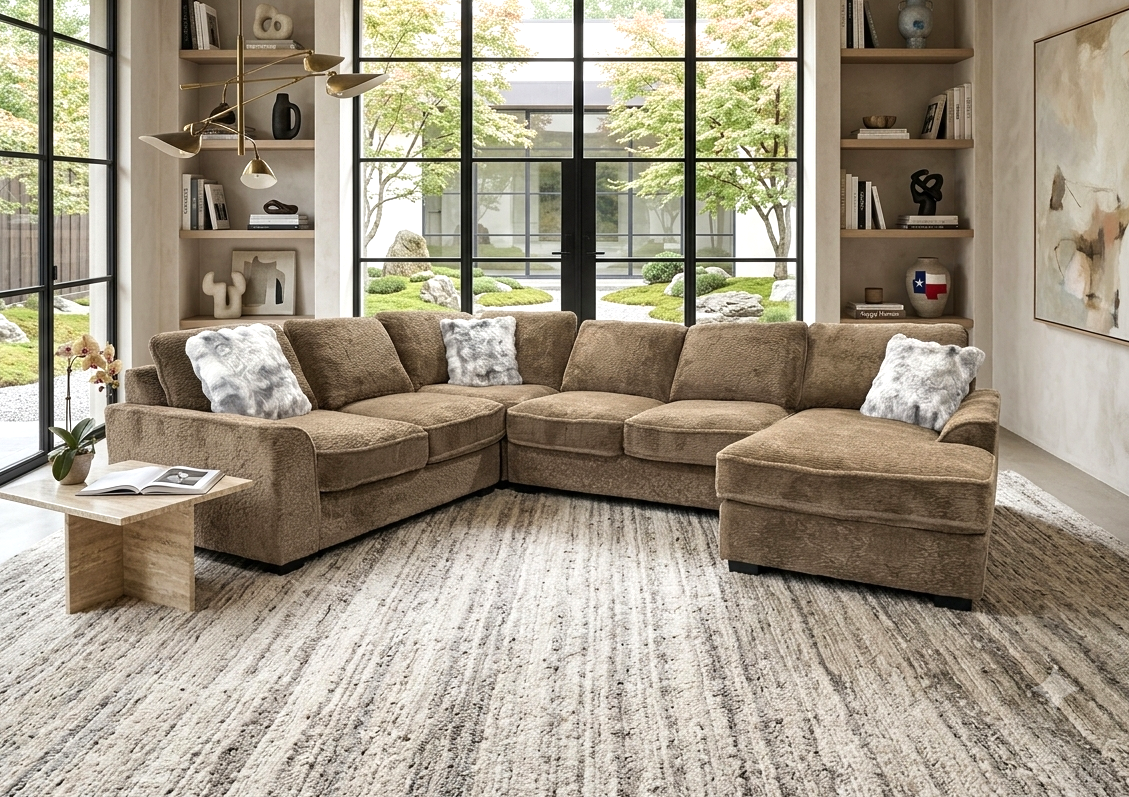 Amara 4-Piece Teddy Bear Sectional Sofa with Chaise