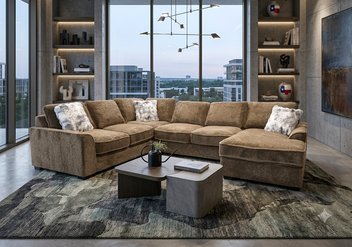 Amara 4-Piece Teddy Bear Sectional Sofa with Chaise