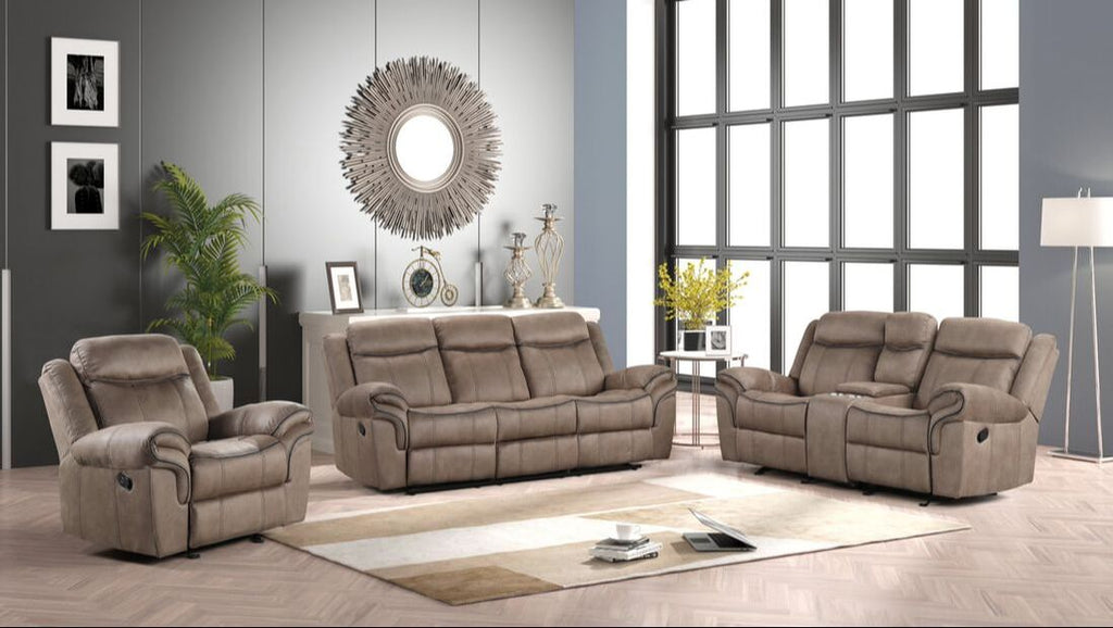 Andres 3PC Reclining Set - Brown & Gray