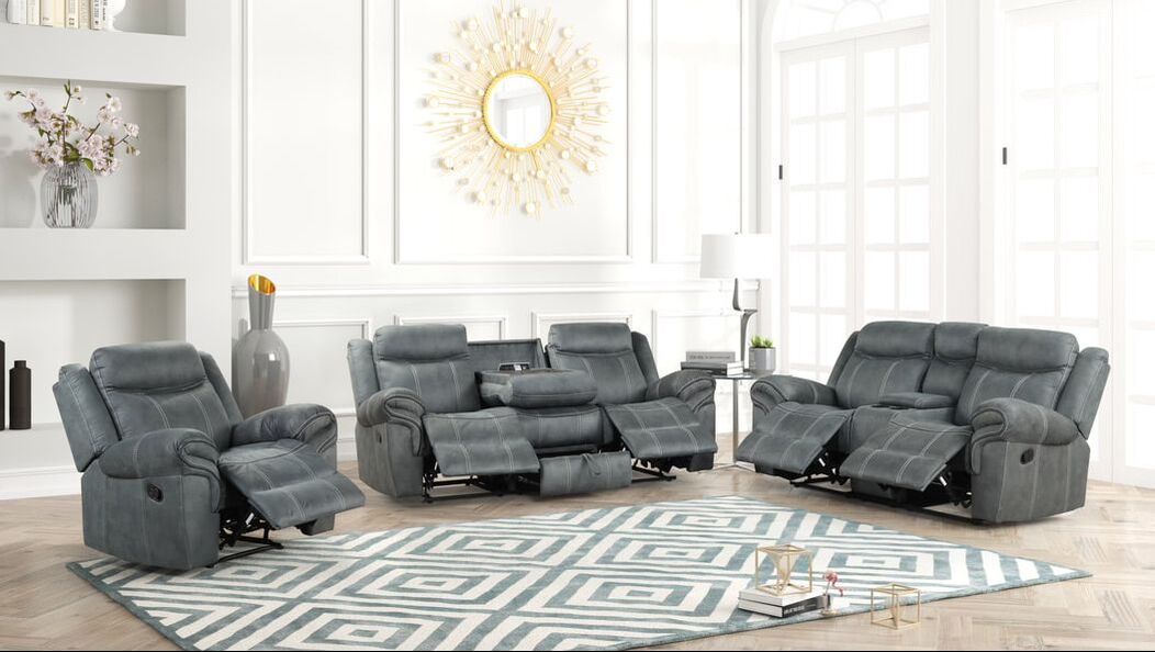 Andres 3PC Reclining Set - Brown & Gray
