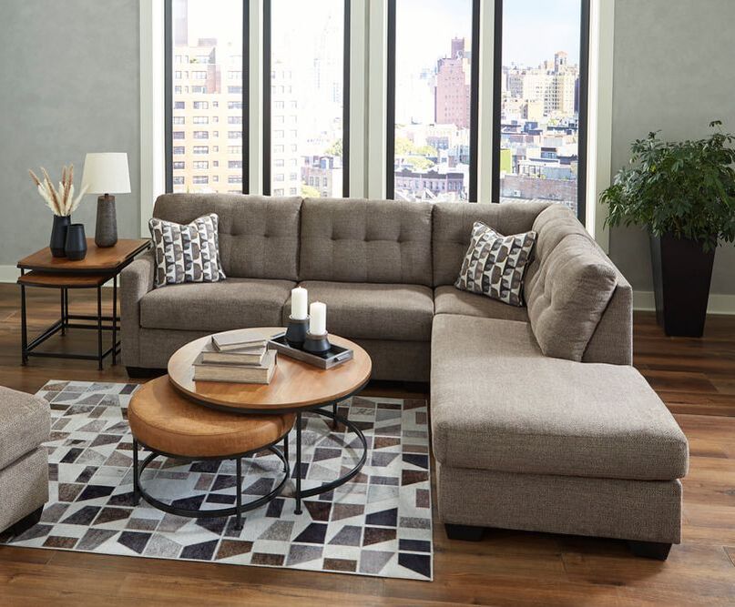 Ashley 310-04/05 Sectional | LAF Sofa & RAF Corner Chaise | Chocolate & Beige