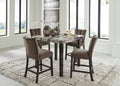 Ashley D581-13 Counter Height Pub Set | Marble-Look Table & 4 Chairs | Mocha