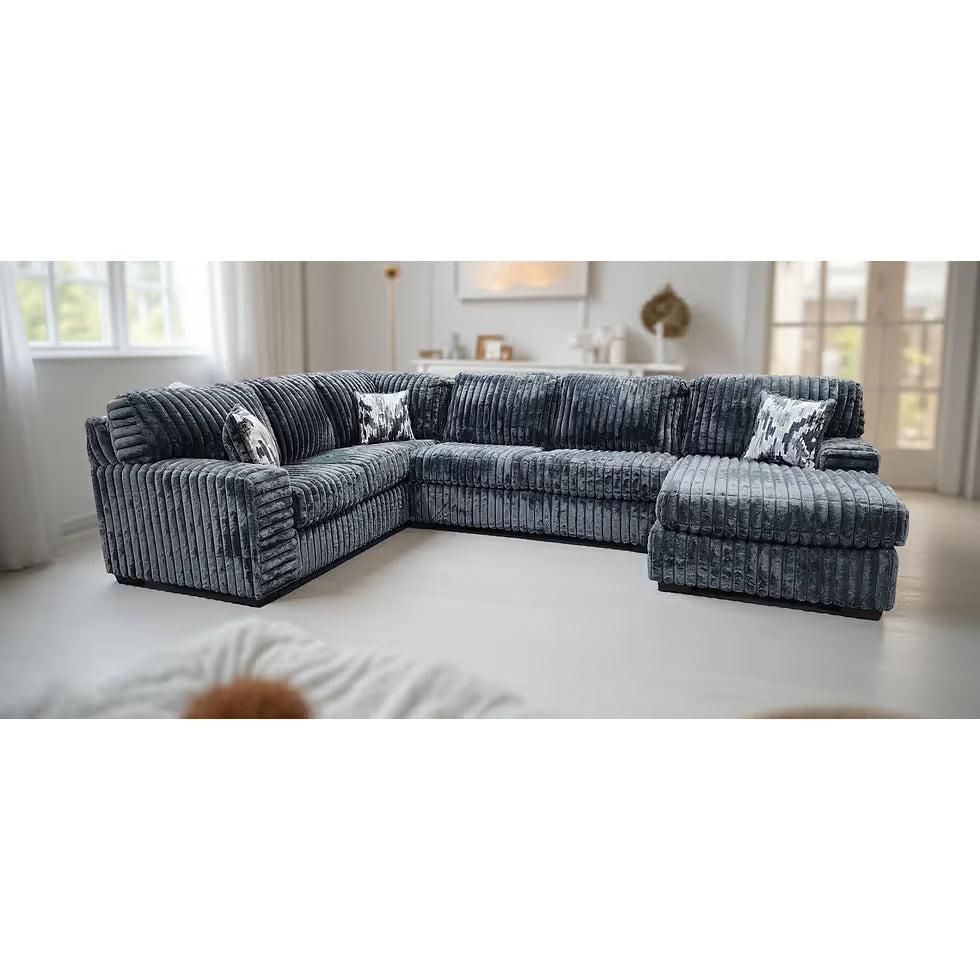 Austin Sectional Sofa — Thick Stripe Fabric | 5 Colors