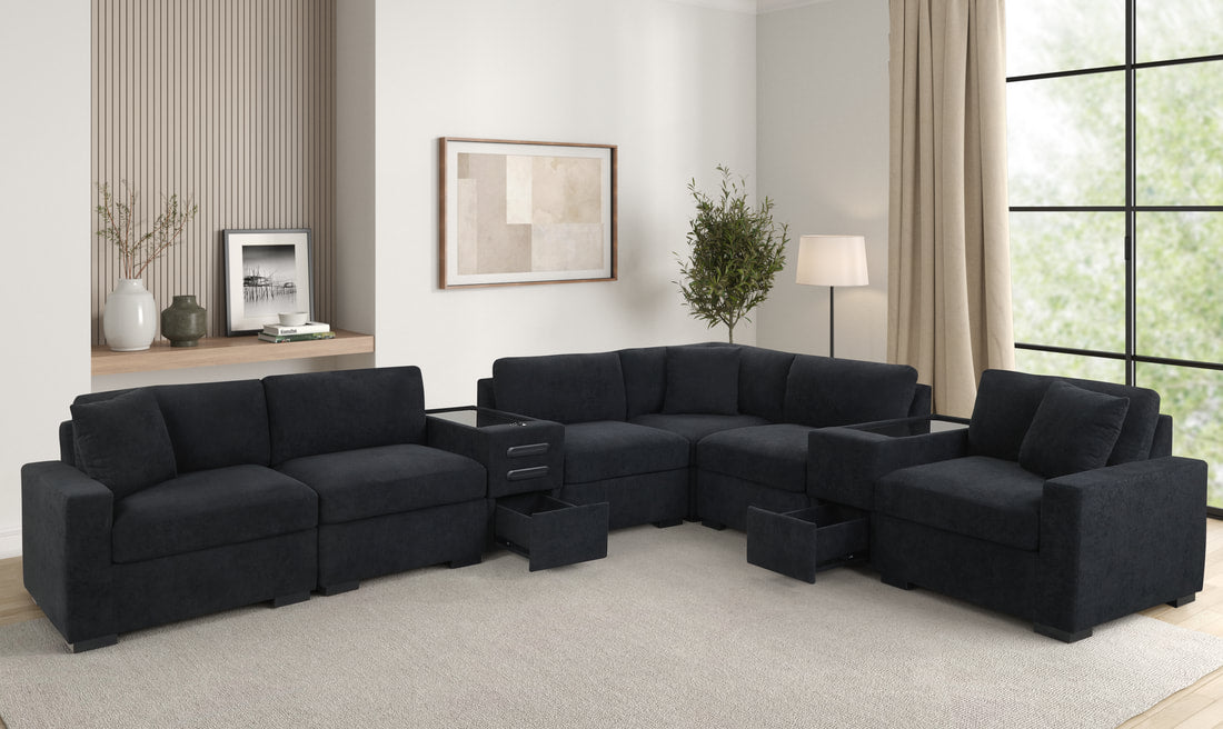 Barista 8-Piece Modular Sectional Sofa with Bluetooth Speaker