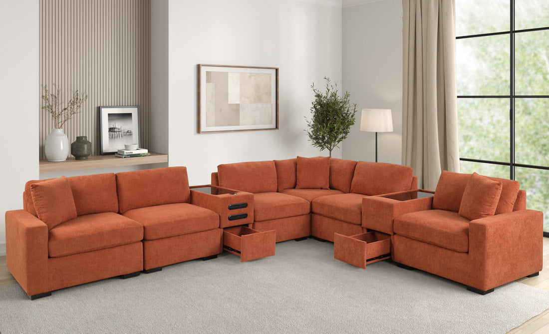 Barista 8-Piece Modular Sectional Sofa with Bluetooth Speaker