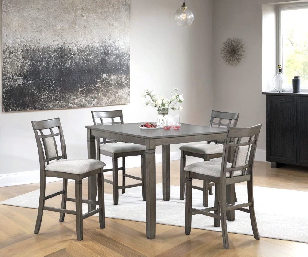 D2010 Counter Height Pub Set | Table & 4 Chairs | Gray