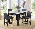 Dior Counter Height Pub Set | Faux Marble Table & 4 Black PU Chairs