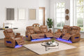 Dubai 3PC Power Reclining Set - Brown, Black & Beige