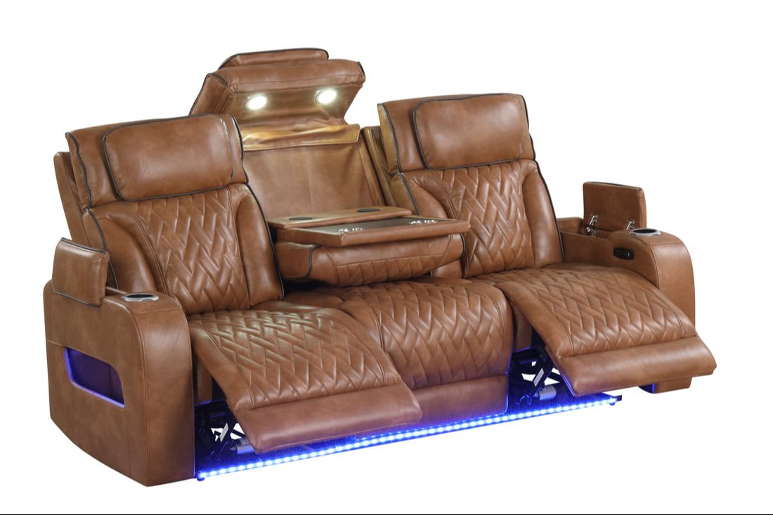 Dubai 3PC Power Reclining Set - Brown, Black & Beige