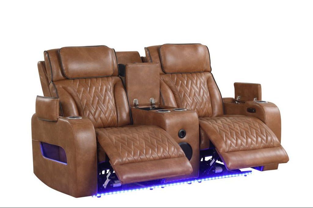Dubai 3PC Power Reclining Set - Brown, Black & Beige