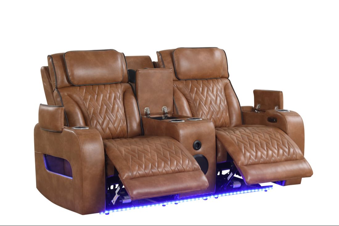Dubai 3PC Power Reclining Set - Brown, Black & Beige