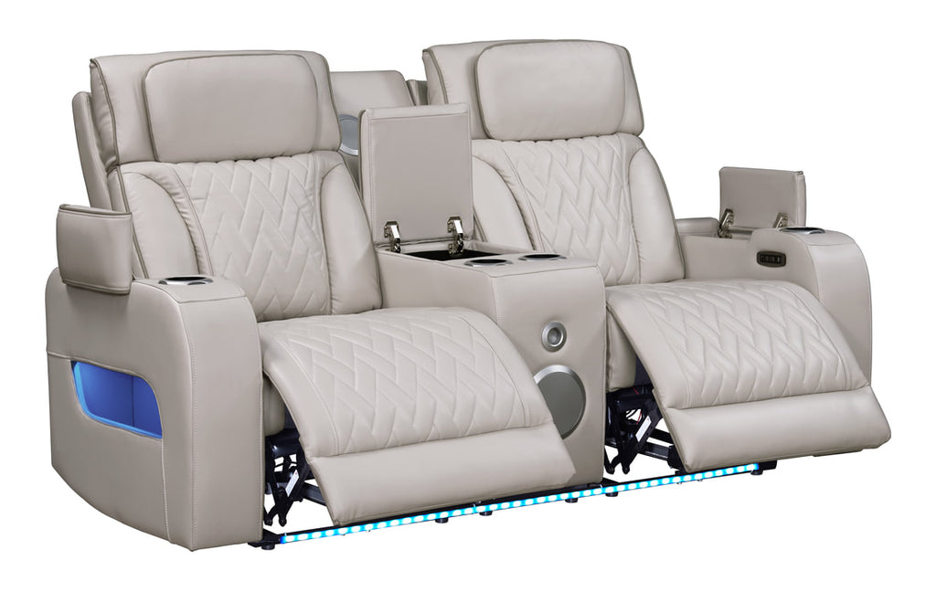 Dubai 3PC Power Reclining Set - Brown, Black & Beige