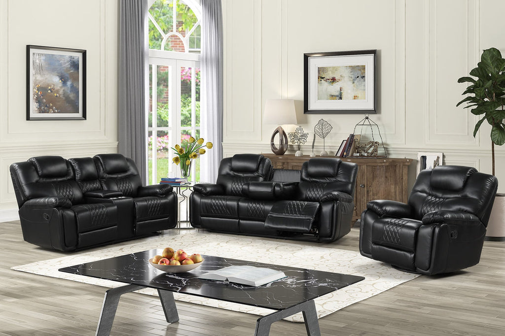 Galveston 3PC Oversized Reclining Set - Brown & Black