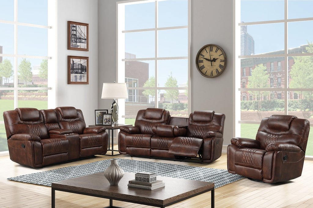Galveston 3PC Oversized Reclining Set - Brown & Black