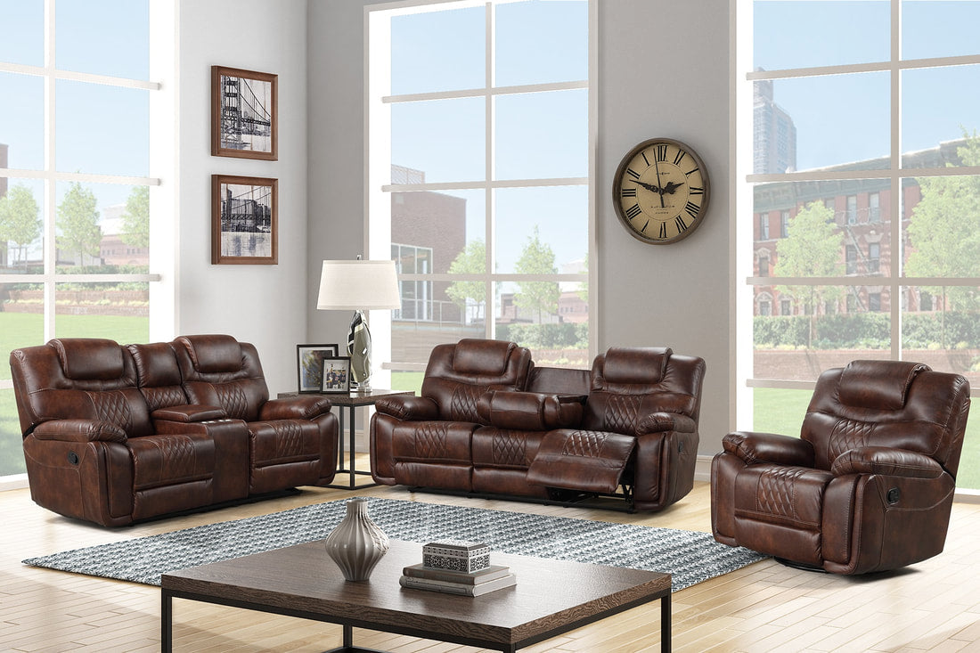 Galveston 3PC Oversized Reclining Set - Brown & Black