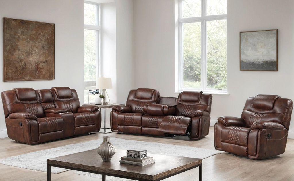 Galveston 3PC Oversized Reclining Set - Brown & Black