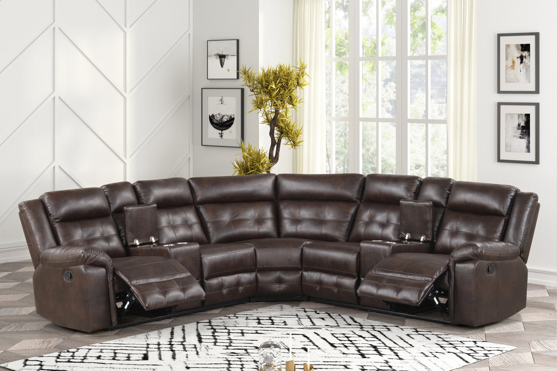 Jacob2 Reclining Sectional with Storage & Cup Holders | Leather Gel