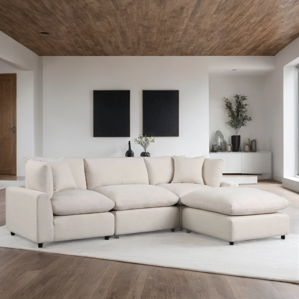 SKY Linen Modular Sectional | Down Feather Cushions | 4 Colors