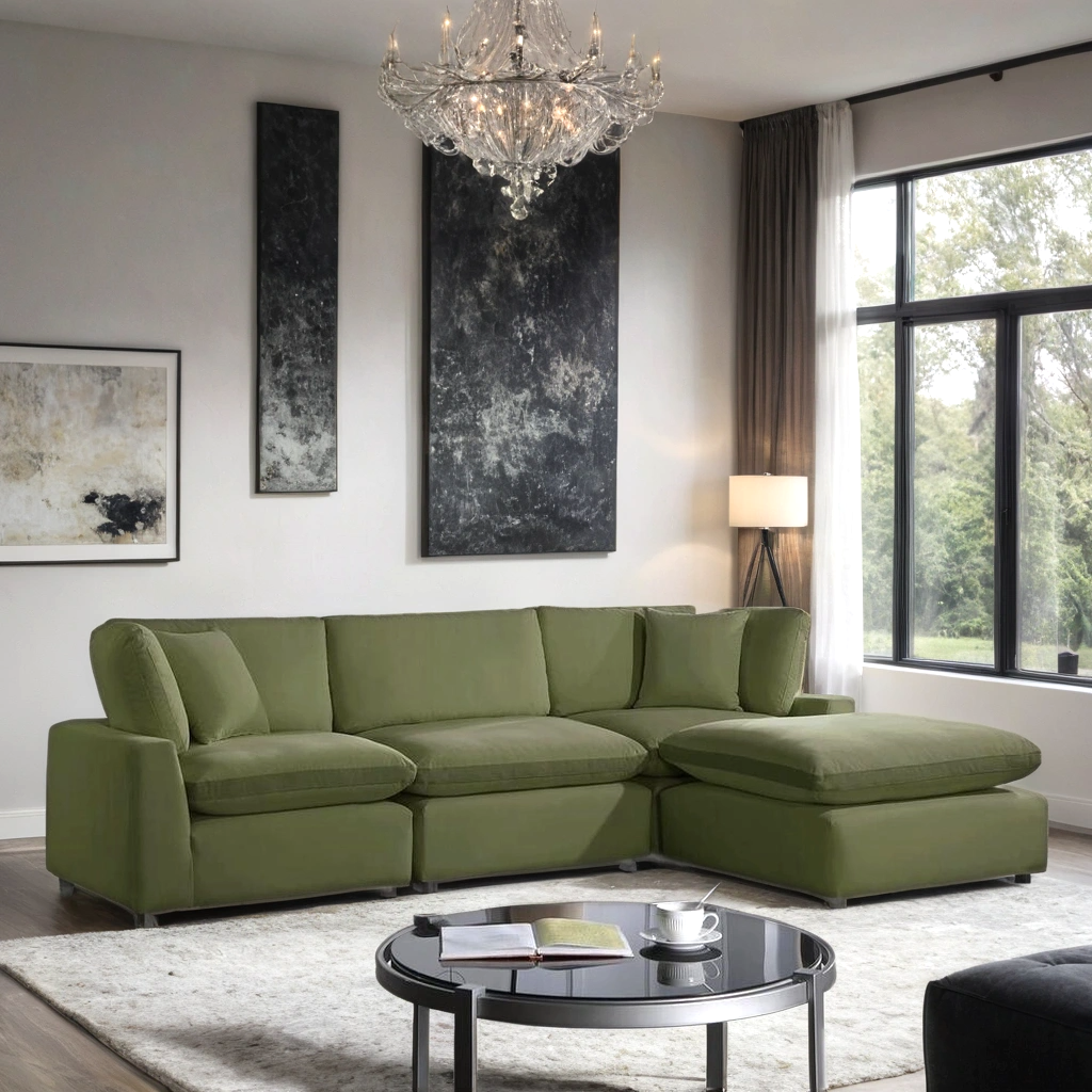SKY Linen Modular Sectional | Down Feather Cushions | 4 Colors