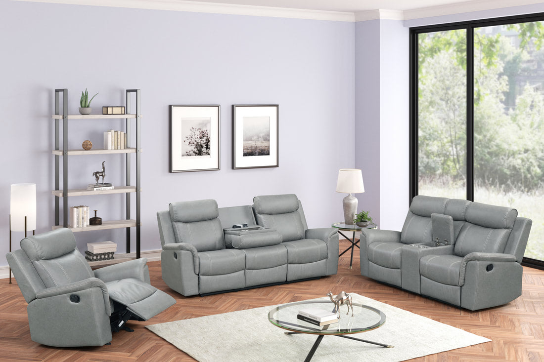 Sofia 3PC Reclining Set - Espresso, Brown & Gray
