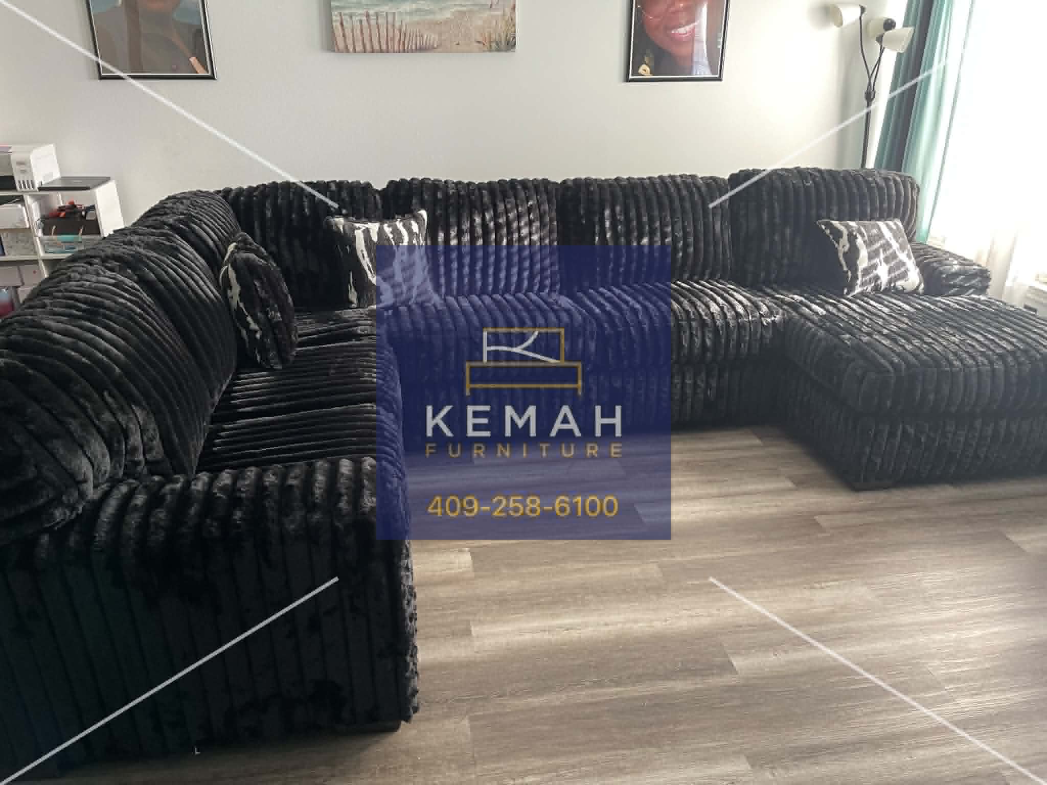 Austin Sectional Sofa — Thick Stripe Fabric | 5 Colors
