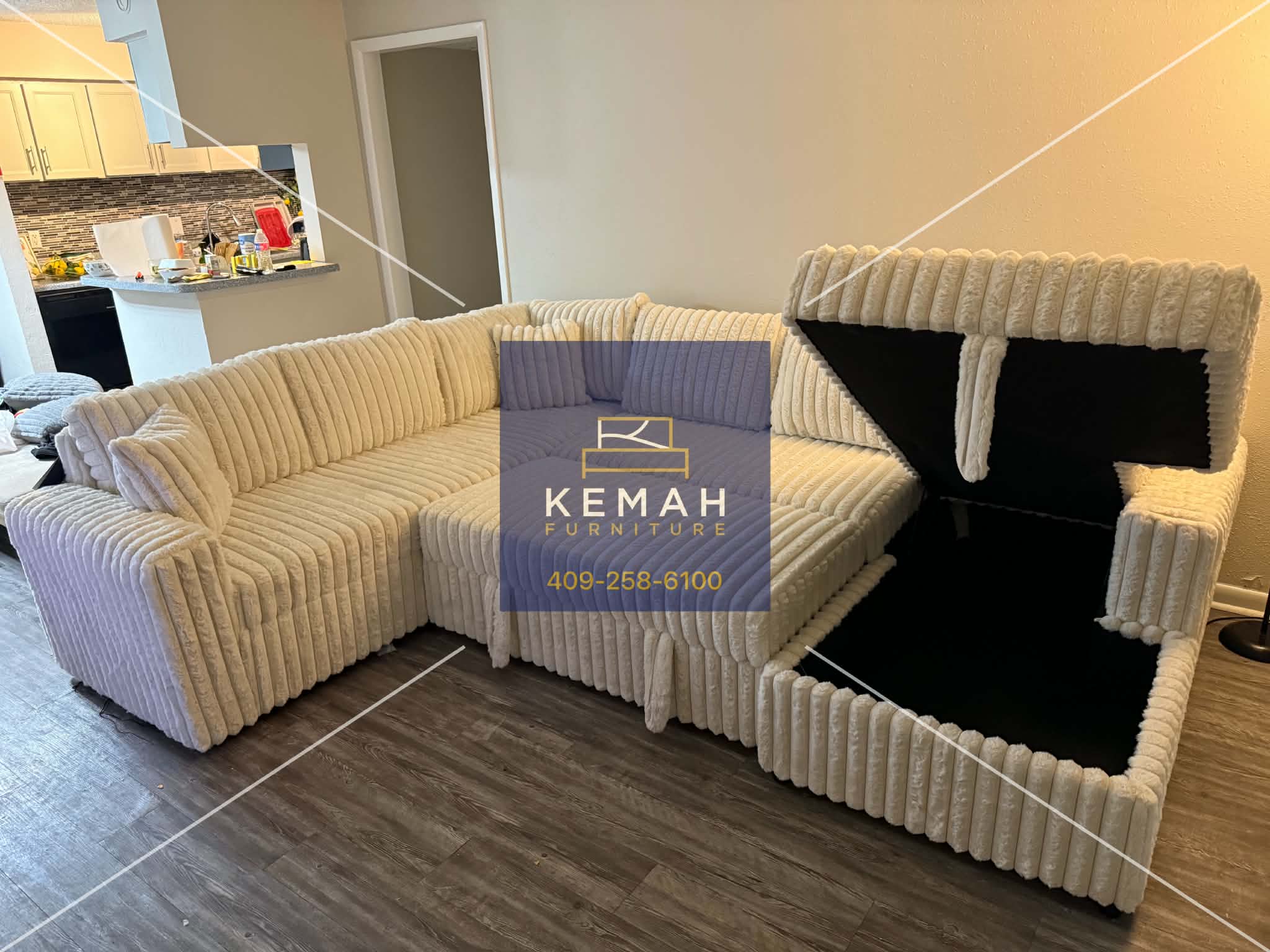 Forever Sectional Sofa with Pullout Bed & Storage