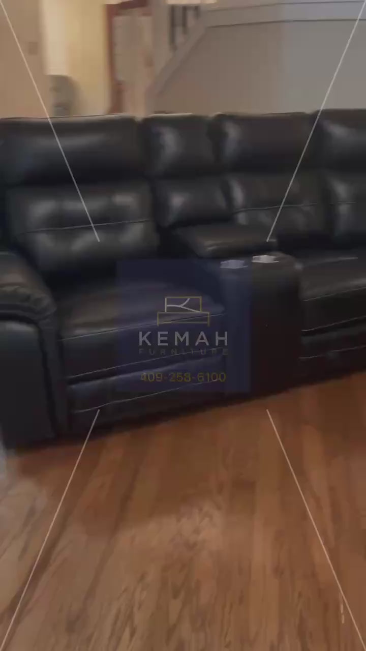 Jacob2 Reclining Sectional with Storage & Cup Holders | Leather Gel