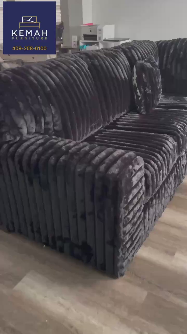 Austin Sectional Sofa — Thick Stripe Fabric | 5 Colors